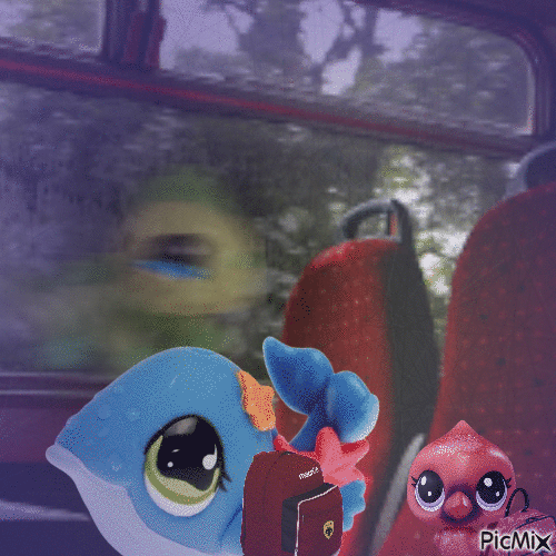 Whale is sitting in a bumpy bus. The vibes are ominous and there appears to be a figure staring at her in the window